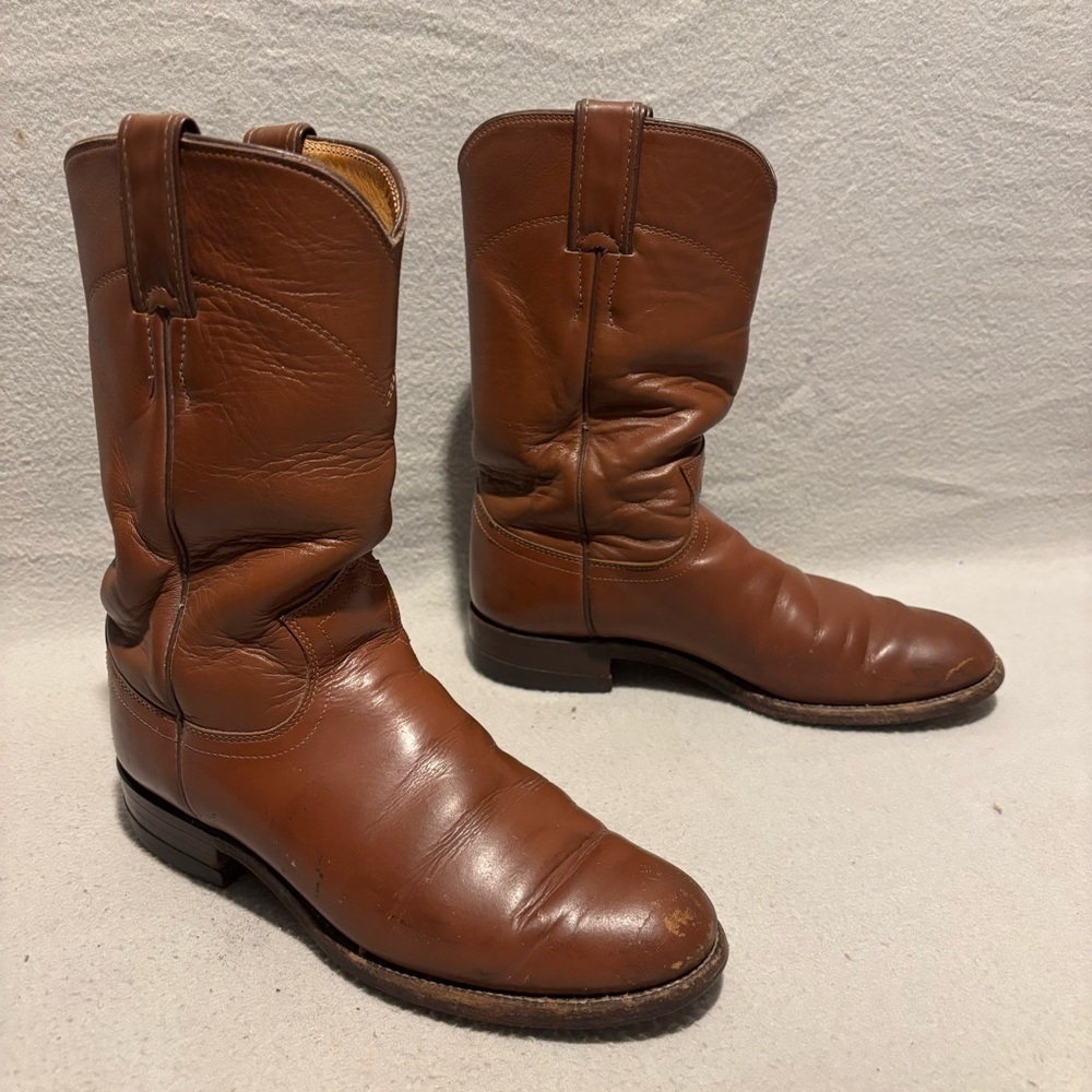 Justin chestnut cowboy/cowgirl western roper pull on boots size 6 B style L3802